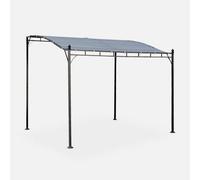 Sweeek - 3X2.5M Wall-Mounted Pergola Brestum Grey 298X249X248 Cm