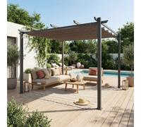 Sweeek - 3X3M Aluminium Pergola With Retractable Roof Grey 305X298X222 Cm - Isla