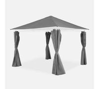 Sweeek - 3X3M Canopy Roof And Side Curtain Kit For Elusa Elusa Grey 299X299X183 Cm