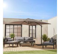 sweeek 3x3m Cantilever Parasol + 50x50cm Weighted Slabs With Protected Cover in Brown | Size: 50x50 cm swe rown 50x50 cm