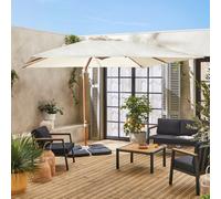 Sweeek - 3X3M Square Cantilever Parasol Falgos Off-White With Cover Included