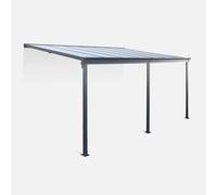 sweeek 3x4m Aluminium Lean-to Pergola With Gutter in Grey swe rey