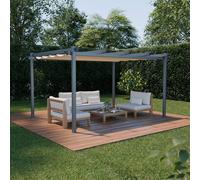 sweeek 3x4m Aluminium Pergola With Retractable Roof in Beige swe eige