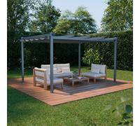 sweeek 3x4m Aluminium Pergola With Retractable Roof in Grey swe rey