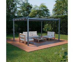 Sweeek - 3X4M Aluminium Pergola With Retractable Roof Isla Grey 394X298X222 Cm