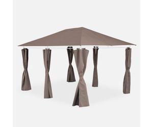Sweeek - 3X4M Canopy Roof And Side Curtain Kit Divio Beige-Brown 299X299X183 Cm