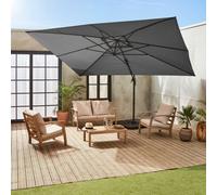 Sweeek - 3X4M Cantilever Rectangular Parasol + 50X50Cm Weighted Slabs Antibes + Slabs