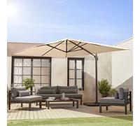 sweeek 3x4m Offset Rectangular Parasol With 50x50cm Weighted Slabs in Beige | Size: 50x50 cm swe eige 50x50 cm