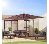 sweeek 3x4m Offset Rectangular Parasol With 50x50cm Weighted Slabs in Brown | Size: 50x50 cm swe rown 50x50 cm