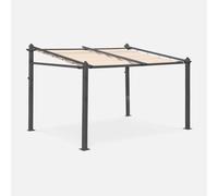 sweeek 3x4m Outdoor Retractable Aluminium Pergola With Canopy in Beige swe eige