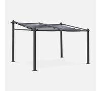 Sweeek - 3X4M Outdoor Retractable Aluminium Pergola With Canopy Murum Grey 355X290X251 Cm