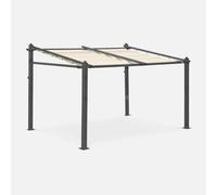 sweeek 3x4m Outdoor Retractable Aluminium Pergola With Canopy in White sweeek White