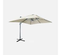 sweeek 3x4m Premium Rectangular Cantilever Parasol With Integrated Led Lights in Beige swe eige