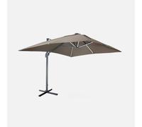 sweeek 3x4m Premium Rectangular Cantilever Parasol With Integrated Led Lights in Brown swe rown