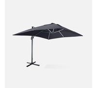 sweeek 3x4m Premium Rectangular Cantilever Parasol With Integrated Led Lights in Grey swe rey