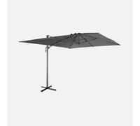 Sweeek - 3X4M Rectangular Cantilever Parasol Antibes 3X4 Grey 286X380X255 Cm