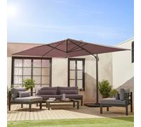 Sweeek - 3X4M Rectangular Cantilever Parasol Wimereux Beige-Brown