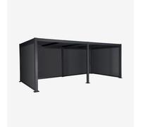 Sweeek - 3X6M Louvered Aluminium Pergola + 4 Privacy Screens Of 3M Palace + Screens Anthracite 574X292X231 Cm