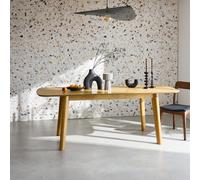 Sweeek - 4-6 Seater Extendable Rectangular Dining Table Oak And Metal Veneer Holy Natural 210X90X76 Cm