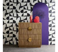 Sweeek - 4-Drawer Chest With Grooved Mango Wooden Effect Mango Wood Effect 80X40X85 Cm - Celian