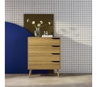 Sweeek - 4-Drawer Chest With Walnut Wood Effect Nepal Ash Effect 80X40X99 Cm