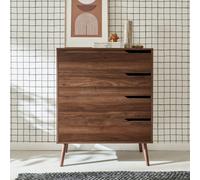 Sweeek - 4-Drawer Chest With Walnut Wood Effect Nepal Walnut Wood-Effect 80X40X99 Cm