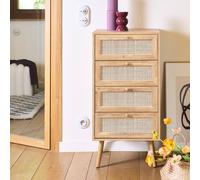 sweeek 4-drawer Chest With Wood & Cane Effect in Light Brown sweeek Light Brown