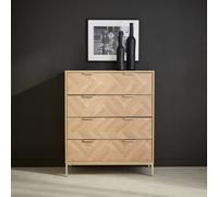 Sweeek - 4-Drawer Herringbone Chest Budapest Natural 80X40X95 Cm