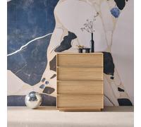 Sweeek - 4-Drawer Walnut Wood-Effect Storage Chest Kuba Natural 80X43X98.5 Cm