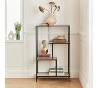 Sweeek. 4-Level Industrial Bookshelf In Metal And Wood Effect Loft Natural 69X33X113.5 Cm
