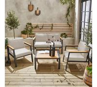 Sweeek - 4-Seater Aluminium And Polywood Garden Sofa Set Casoria Beige 128X75X74.5 Cm