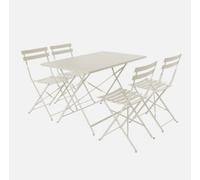 Sweeek - 4-Seater Folding Metal Bistro Garden Table Emilia Beige 110X70X71 Cm
