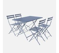 Sweeek - 4-Seater Folding Metal Bistro Garden Table Emilia Grey Blue 110X70X71 Cm