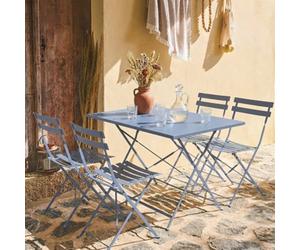 Sweeek - 4-Seater Folding Metal Bistro Garden Table Emilia Grey Blue 110X70X71 Cm
