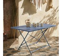 Sweeek - 4-Seater Folding Metal Bistro Garden Table Emilia Grey Blue 110X70X72 Cm