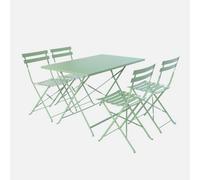 Sweeek - 4-Seater Folding Metal Bistro Garden Table Emilia Sage Green 110X70X71 Cm