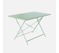 Sweeek - 4-Seater Folding Metal Bistro Garden Table Emilia Sage Green 110X70X72 Cm
