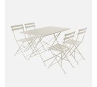 Sweeek - 4-Seater Folding Metal Bistro Garden Table Emilia Beige 110X70X71 Cm