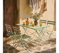 sweeek 4-seater folding metal bistro garden table in Grey swe rey