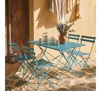 sweeek 4-seater folding metal bistro garden table in Teal sweeek Teal