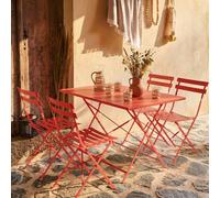 Sweeek - 4-Seater Folding Metal Bistro Garden Table Terracotta 110X70X71 Cm - Emilia