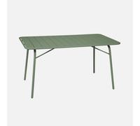 Sweeek. 4-Seater Metal Folding Garden Table 140Cm Amelia 140Cm Green 141.2X80X72.5 Cm