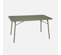 Sweeek. 4-Seater Metal Folding Garden Table 140Cm Amelia 140Cm Khaki Green 141.2X80X72.5 Cm