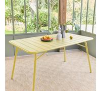 sweeek 4-seater Metal Folding Garden Table 140cm in Yellow sweeek Yellow