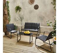 sweeek 4-seater Metal Garden Furniture Set in Black swe lack