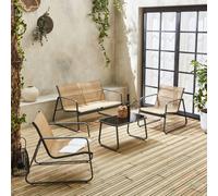 sweeek 4-seater Metal Garden Furniture Set in Grey sweeek Grey