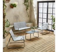 Sweeek - 4-Seater Metal Garden Sofa Set Silvi Light Grey 77X114X76 Cm