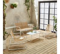 Sweeek - 4-Seater Metal Garden Sofa Set Silvi White 77X114X76 Cm