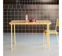 Sweeek - 4-Seater Metal Garden Table, Yellow, Amelia, 120X70Cm, Rustproof Finish, Slats And Rounded Edges