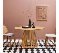 Sweeek - 4-Seater Oak Wood Effect Dining Table With Fir Wood Legs Diam.120Cm